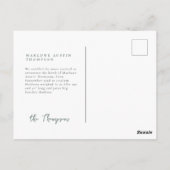 Klassieke Handgetekende Groen Gestreepte Geboorte Briefkaart (Achterkant)