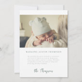 Klassieke Handgetekende Groen Gestreepte Geboorte  Kaart (Achterkant)