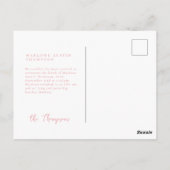 Klassieke Handgetekende Roze Gestreepte Geboorte A Briefkaart (Achterkant)