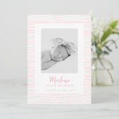 Klassieke Handgetekende Roze Gestreepte Geboorte A Kaart (Staand voorkant)