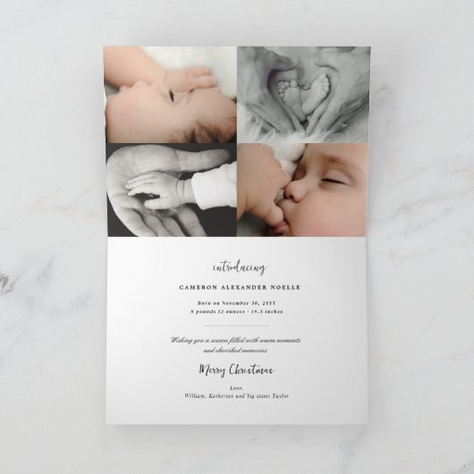 Klassieke handschrift Script Baby's eerste nieuwe  Feestdagen Kaart (Binnen)