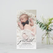 Klassieke handschrift Script Baby's eerste nieuwe Feestdagenkaart (Staand voorkant)