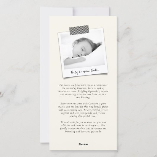 Klassieke handschrift Script Baby's eerste nieuwe Feestdagenkaart (Achterkant)