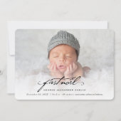 Klassieke handschrift Script Baby's eerste nieuwe  Feestdagenkaart (Voorkant)