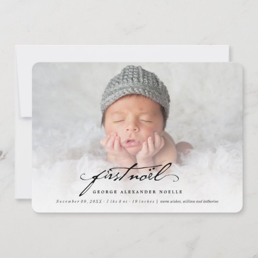 Klassieke handschrift Script Baby's eerste nieuwe Feestdagenkaart (Voorkant)