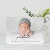 Klassieke handschrift Script Baby's eerste nieuwe  Feestdagenkaart (Staand voorkant)