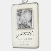 Klassieke handschrift Script Baby's eerste nieuwe  Verzilverd Omlijst Ornament (Links)