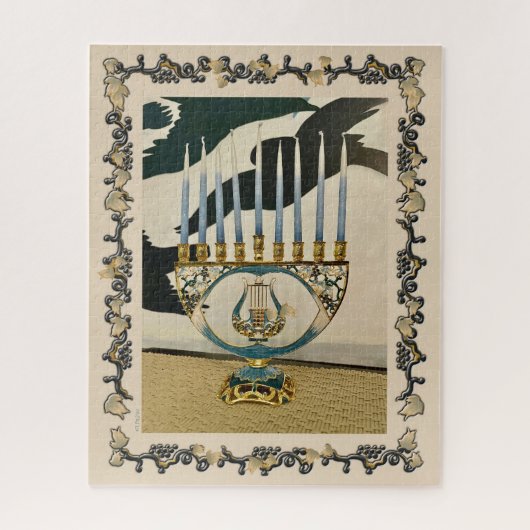 Klassieke Hanukkah Menorah puzzle/ grens Legpuzzel (Verticaal)