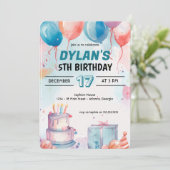 Klassieke Happy Birthday Party Digitale uitnodigin Kaart (Staand voorkant)