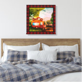 Klassieke Happy Campers Trailer Trash Buffalo Plai Canvas Afdruk (Insitu (Slaapkamer))