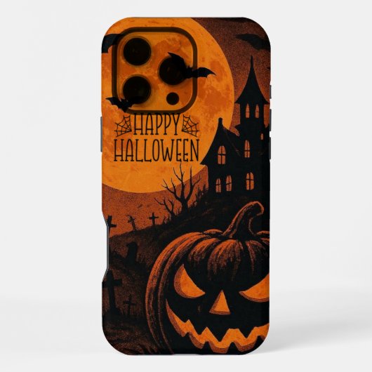 , klassieke Happy Halloween pompoen iPhone Hoesje (Achterkant)