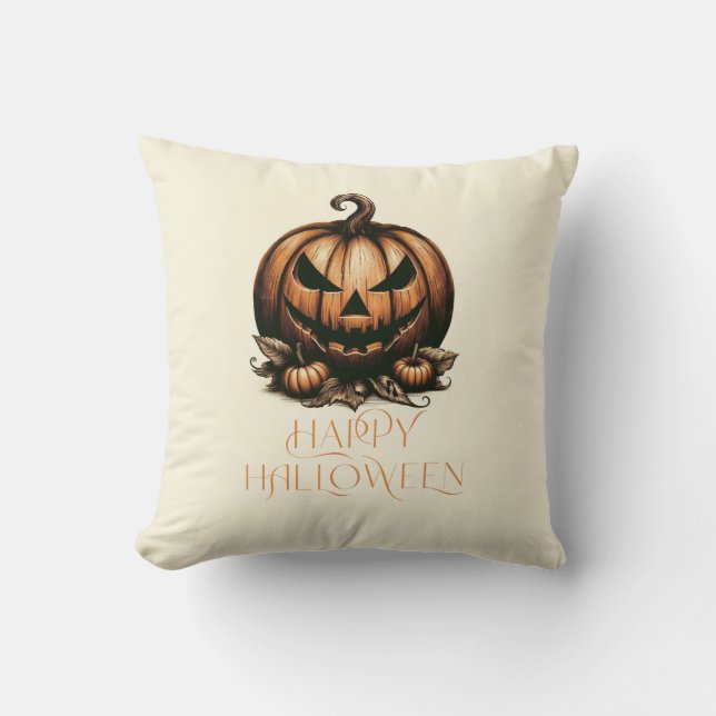 Klassieke happy Halloween pompoen Kussen (Voorkant)