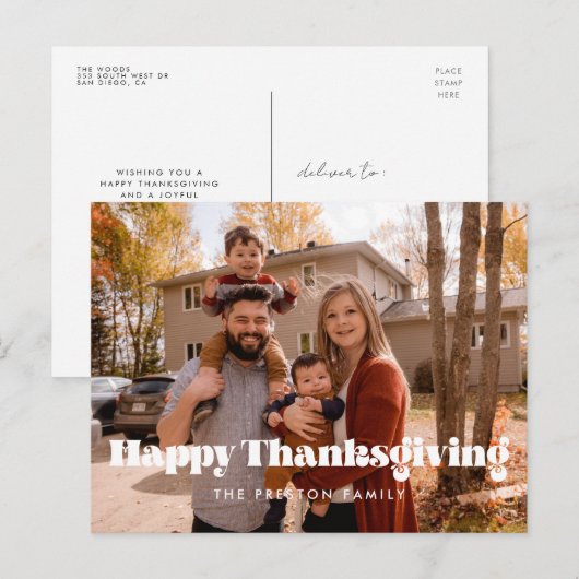 Klassieke Happy Thanksgiving familiefoto Briefkaart (Voorkant / Achterkant)