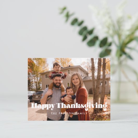 Klassieke Happy Thanksgiving familiefoto Briefkaart (Staand voorkant)