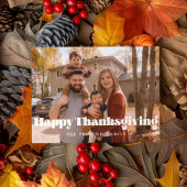 Klassieke Happy Thanksgiving familiefoto Feestdagenkaart