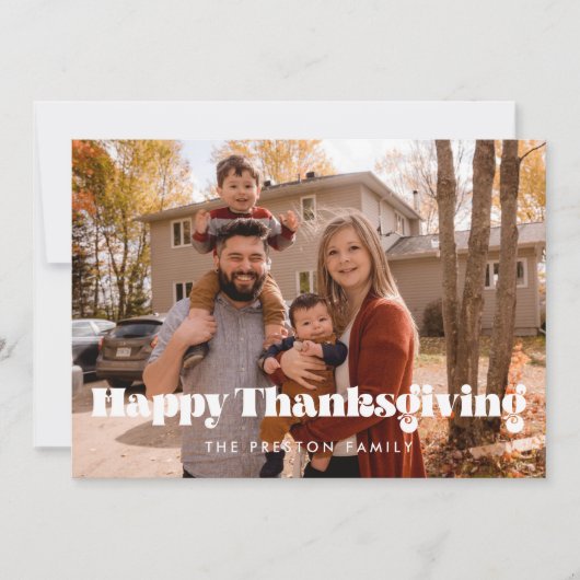 Klassieke Happy Thanksgiving familiefoto Feestdagenkaart (Voorkant)
