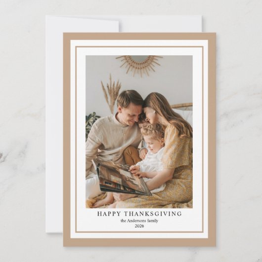 Klassieke Happy Thanksgiving familiefoto Kaart (Voorkant)