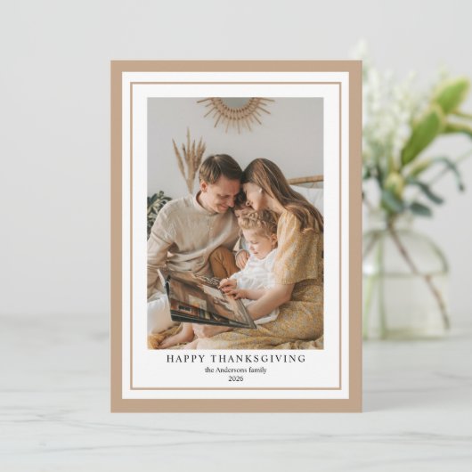 Klassieke Happy Thanksgiving familiefoto Kaart (Staand voorkant)