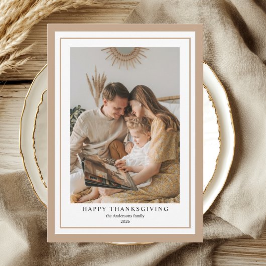 Klassieke Happy Thanksgiving familiefoto Kaart