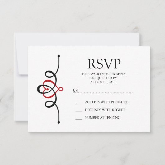 Klassieke Hart Red Traditional Wedding RSVP (Voorkant)