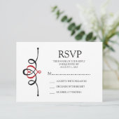 Klassieke Hart Red Traditional Wedding RSVP (Staand voorkant)