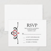 Klassieke Hart Red Traditional Wedding RSVP Kaartje (Voorkant / Achterkant)