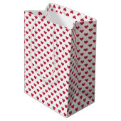 Klassieke Harten Kersenrood - Wit Medium Cadeauzakje (Achterkant Gekanteld)