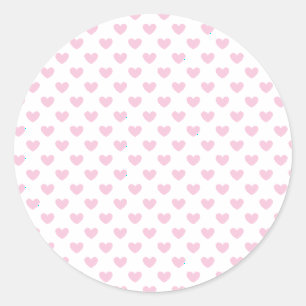 Klassieke Harten Licht Roze - Wit Ronde Sticker
