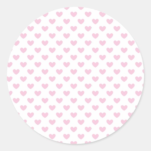 Klassieke Harten Licht Roze - Wit Ronde Sticker (Voorkant)