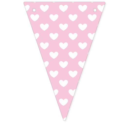 Klassieke harten wit - Lichtroze Vlaggetjes (Eerste vlag)