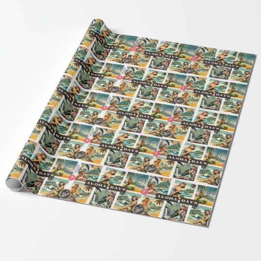 Klassieke Hawaiian Aloha Gift Wrap Cadeaupapier (Uitgerold)