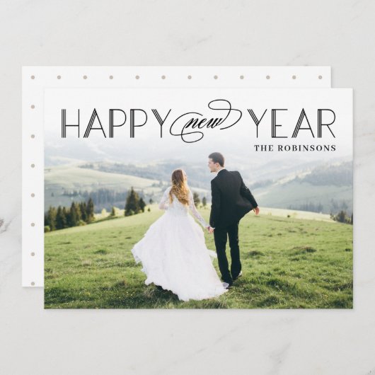 Klassieke Header Bewerkbare Kleur Gelukkig Nieuwja Feestdagenkaart (Voorkant / Achterkant)