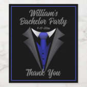 Klassieke heer met vlinderdas wijn etiket (Enkel label)