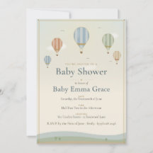 Klassieke Heet Luchtballon Baby Shower Uitnodiging