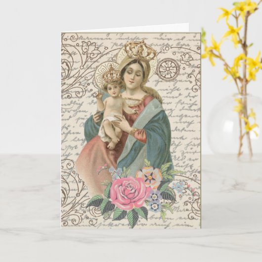 Klassieke Heilige Maagd Maria Moederdag Kaart (Gele Bloem)