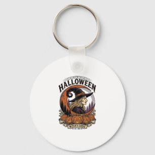 Klassieke Hek Halloween Pompoen Maan Gravure Kunst Sleutelhanger