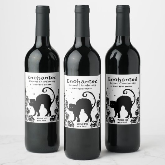 Klassieke heks betoverd vervloekte chardonnay wijn etiket (Flessen)