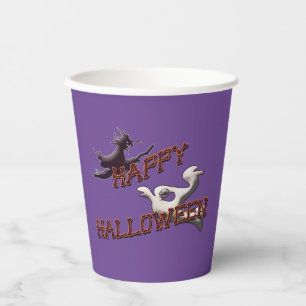 Klassieke heks en spook spooky Fijne Halloween Papieren Bekers