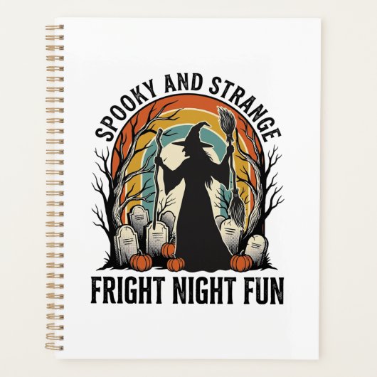 Klassieke Heks Halloween Kerkhof Silhouet Kunst_1 Planner (Voorkant)