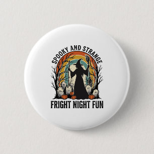 Klassieke Heks Halloween Kerkhof Silhouet Kunst_1 Ronde Button 5,7 Cm