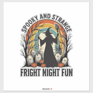 Klassieke Heks Halloween Kerkhof Silhouet Kunst_1 Sticker