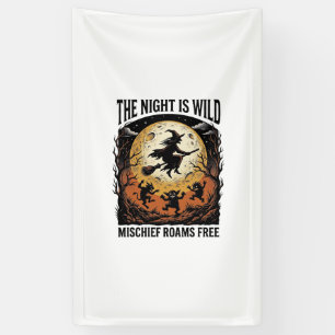 Klassieke Heks Halloween Maannacht Ongeregeldheid Spandoek