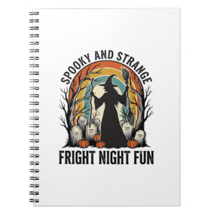 Klassieke Heksen Halloween Kerkhof Silhouet Kunst_ Notitieboek