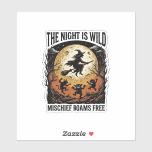Klassieke Heksen Halloween Maanschijn Ondeugd Graf Sticker