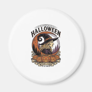 Klassieke Heksen Halloween Pompoen Maan Gravure Ku Magneet