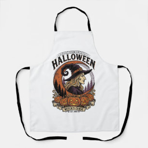 Klassieke Heksen Halloween Pompoen Maan Gravure Ku Schort