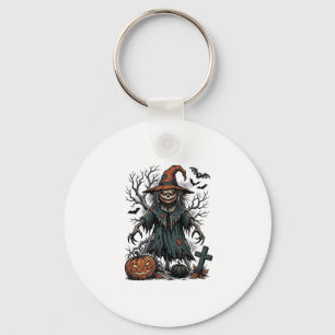 Klassieke Heksen Vogelverschrikker Halloween Pompo Sleutelhanger