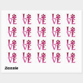 Klassieke helder roze liefde vierkante sticker (Vel)