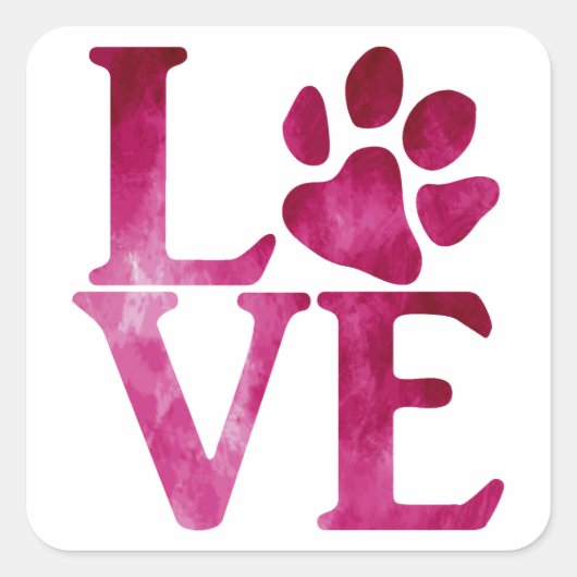 Klassieke helder roze liefde vierkante sticker (Voorkant)