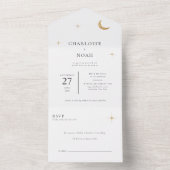 Klassieke hemelse gouden maan sterren bruiloft all in one uitnodiging (Binnen)